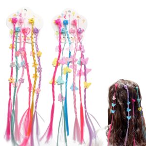 MIMSTEL Glitter Butterfly and Flower Hair Clips for Girls 2 Piece Set Kids Hair Accessories Colorful Braided Hair Bands Dance Wedding Christmas Carnival School Events DIY Hairstyles